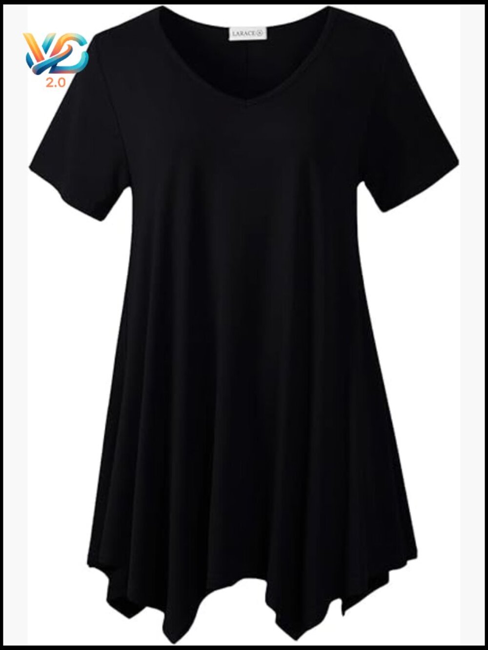 Plus Size Tunic Top Short Sleeve V Neck Asymmetrical Hem Blouse for Leggings